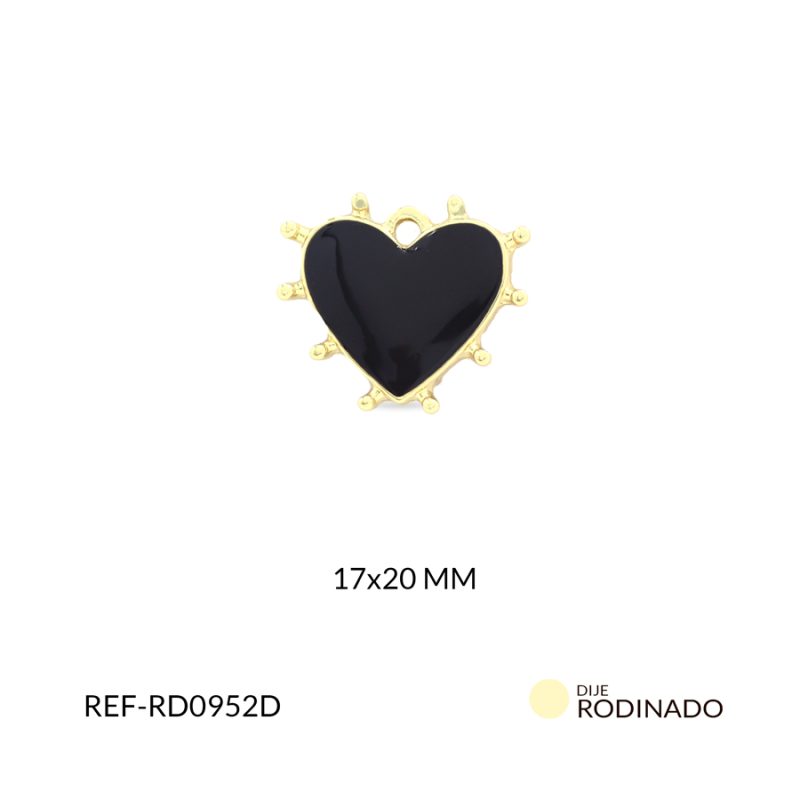 Dije rodinado corazón 17x20mm x und