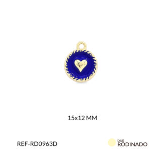 Dije rodinado corazón 15x12mm x und
