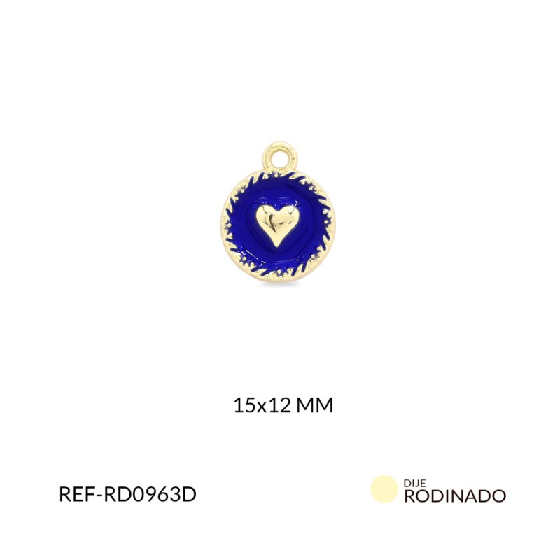 Dije rodinado corazón 15x12mm x und