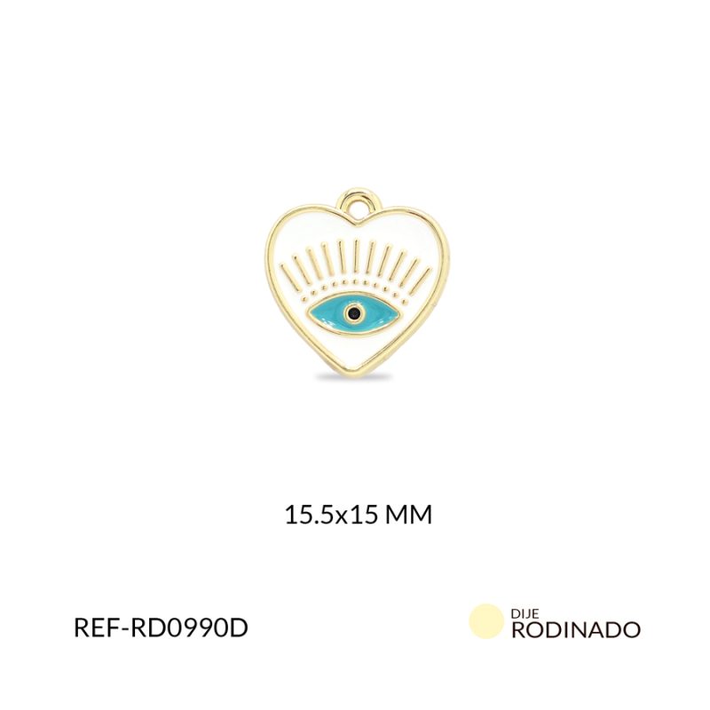 Dije rodinado corazón 15.5x15mm x und