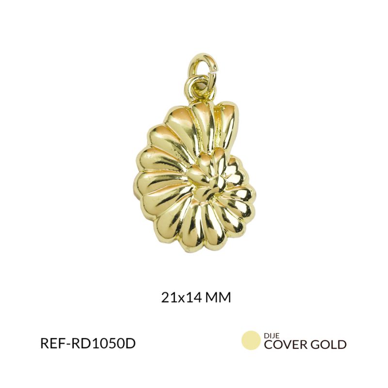 Dije cover gold caracol Ammonite dorado 21x14mm