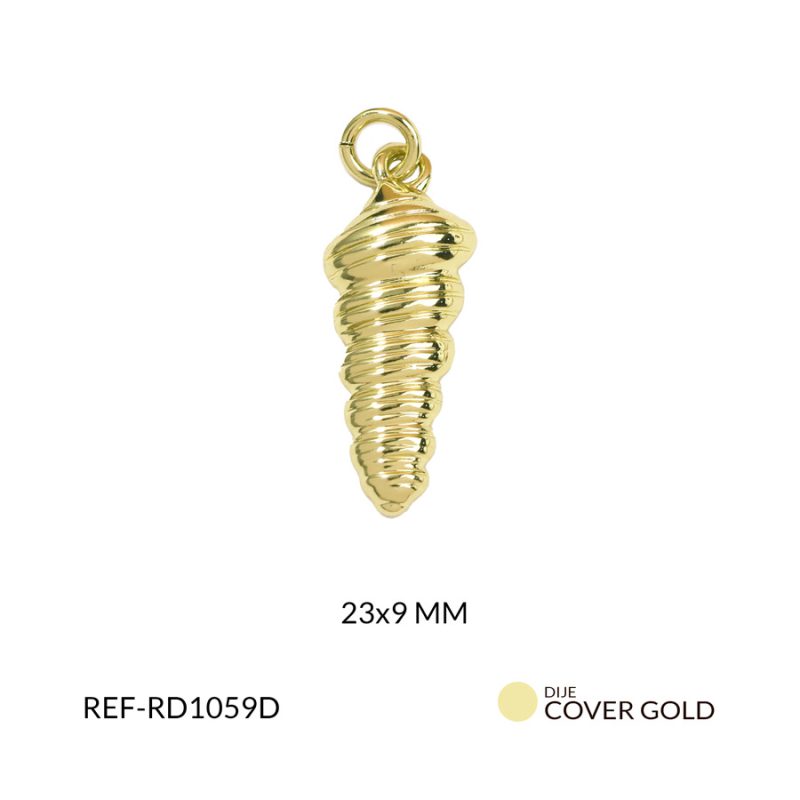 Dije cover gold caracol espiral dorado 23x9mm