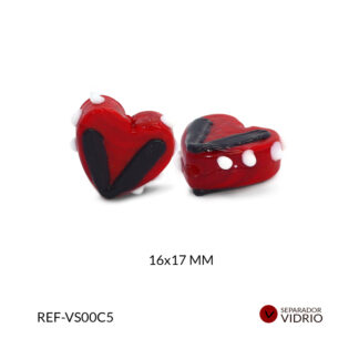 Separador vidrio corazón rojo 6x17mm x und