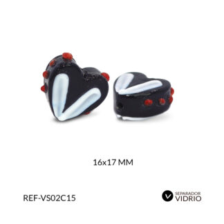 Separador vidrio corazón negro centro blanco 16x17mm
