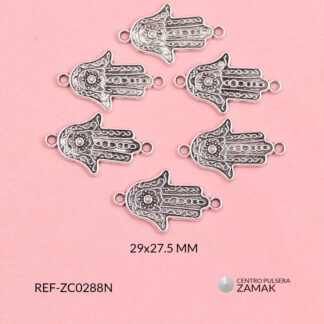 Centro pulsera zamak mano hamnsa 29x27.5mm x 6unds