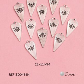 Dije zamak corazon alargado ojo turco 23x11mm x 12unds