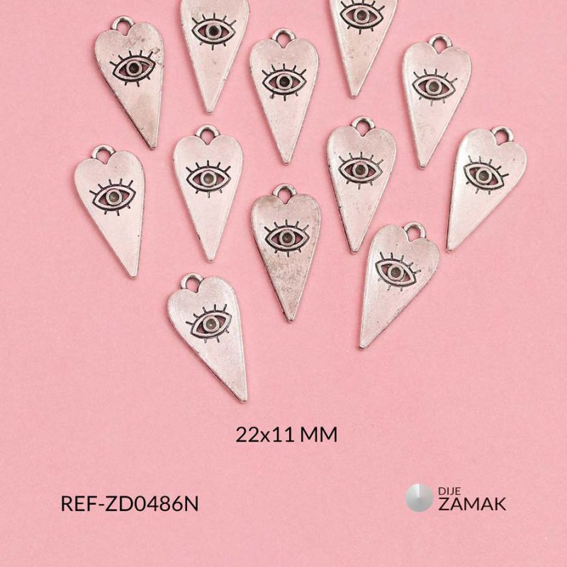 Dije zamak corazon alargado ojo turco 22x11mm