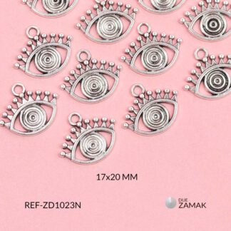 Dije zamak ojo turco pestañas 9 puntas 17x20mm x 12unds