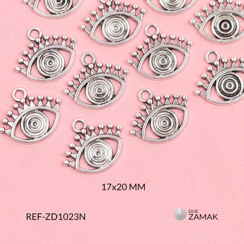 Dije zamak ojo turco pestañas 9 puntas 17x20mm