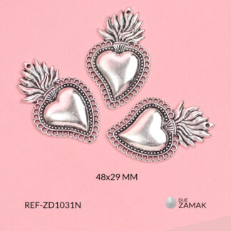 Dije zamak Sagrado Corazón con llamas 48x29mm x 3unds