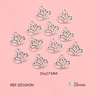 Dije zamak silueta Flor de loto x 15x17mm x 12unds