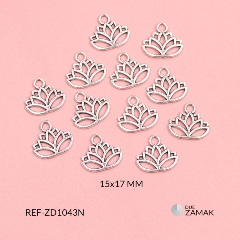Dije zamak silueta Flor de loto 15x17mm