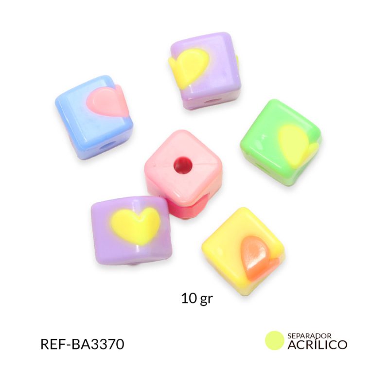 Separador acrílico cubo corazón 12mm x 10grm
