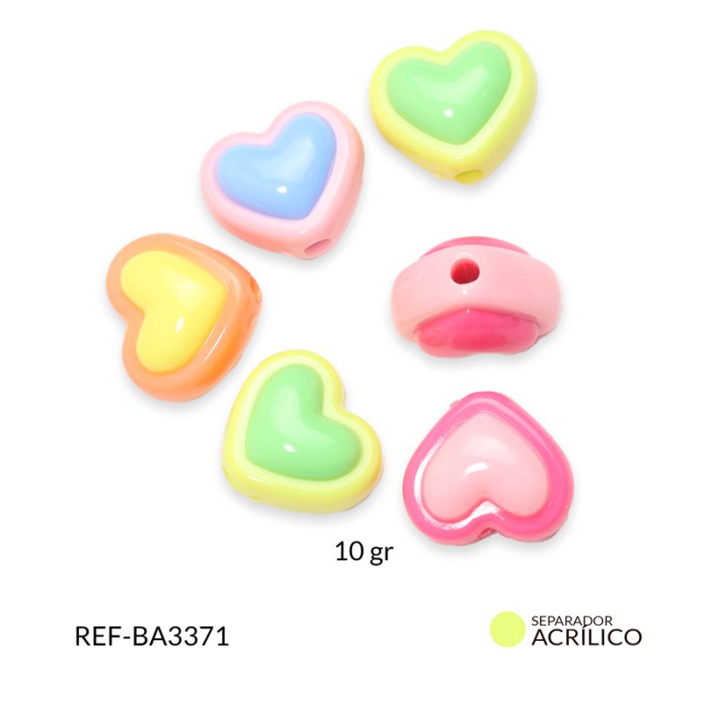 Separador acrílico corazón 15x18mm x 10grm
