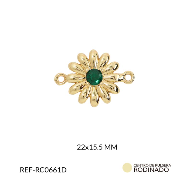 Centro pulsera rodinado margarita 22x15.5mm