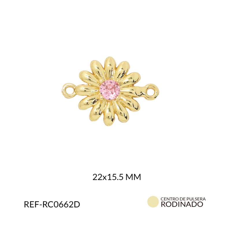 Centro pulsera rodinado margarita 22x15.5mm