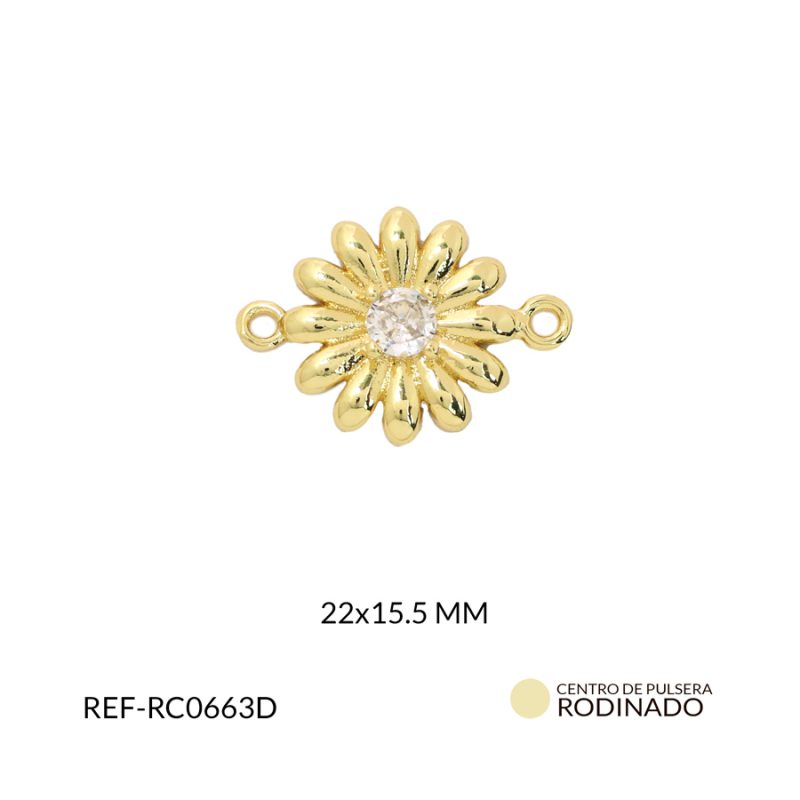 Centro pulsera rodinado margarita 22x15.5mm