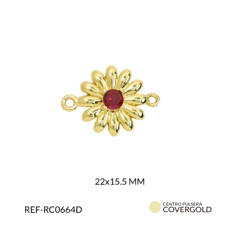 Centro pulsera rodinado margarita 22x15.5mm