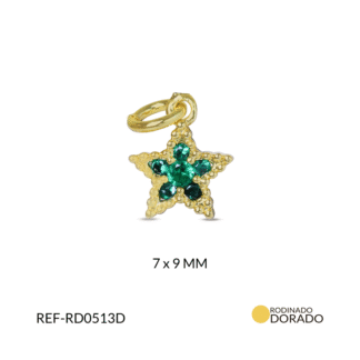Dije rodinado estrella circón verde x und