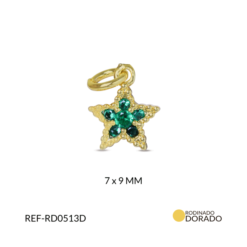 Dije rodinado estrella circón verde x und