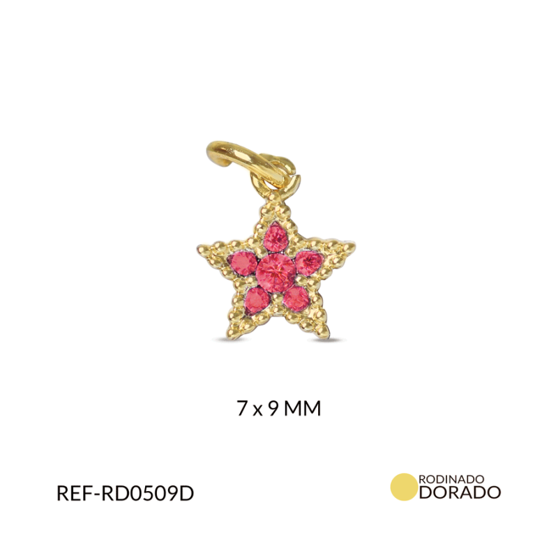 Dije rodinado estrella circón rosa x und