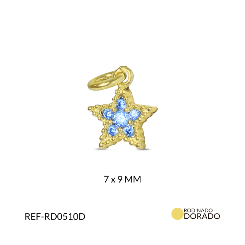 Dije rodinado estrella circón azul x und