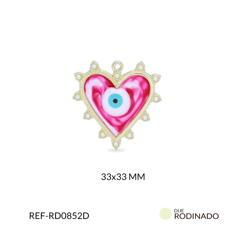 Dije rodinado corazón 33x33mm x und