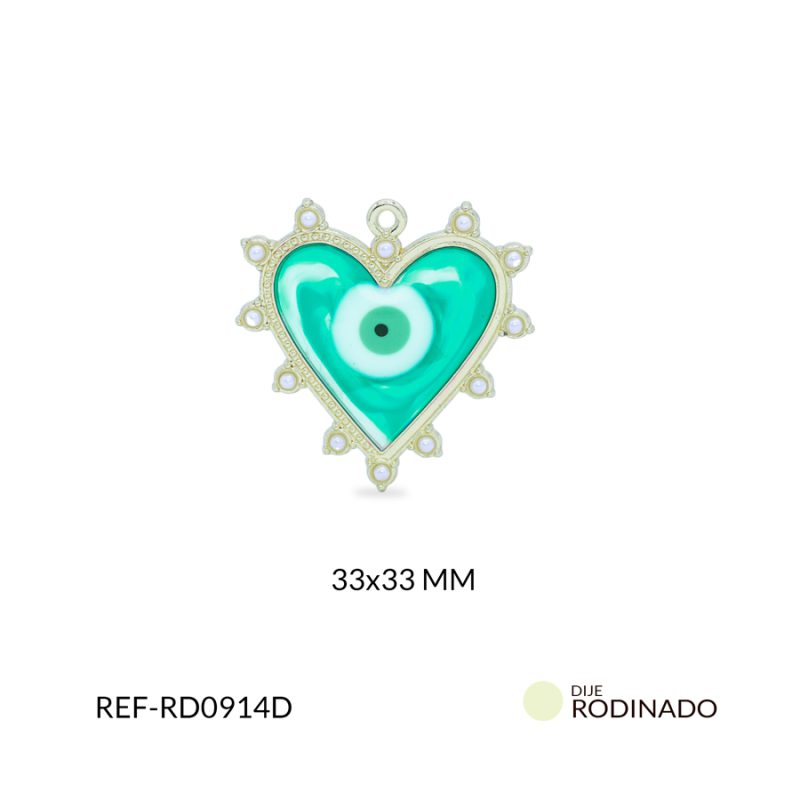 Dije rodinado corazón 33x33mm x und