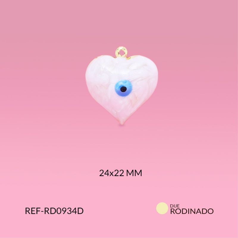 Dije rodinado corazón 24x22mm x und