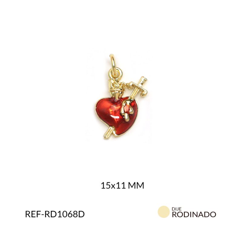 Dije rodinado corazón 15x11mm x und