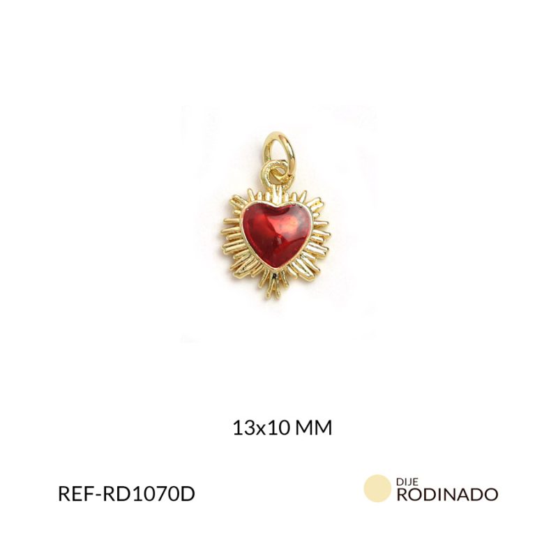 Dije rodinado corazón 13x10mm x unid
