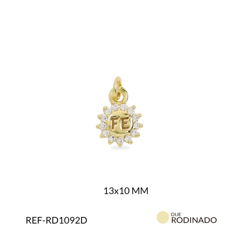 Dije rodinado frase FÉ 13x10mm x und