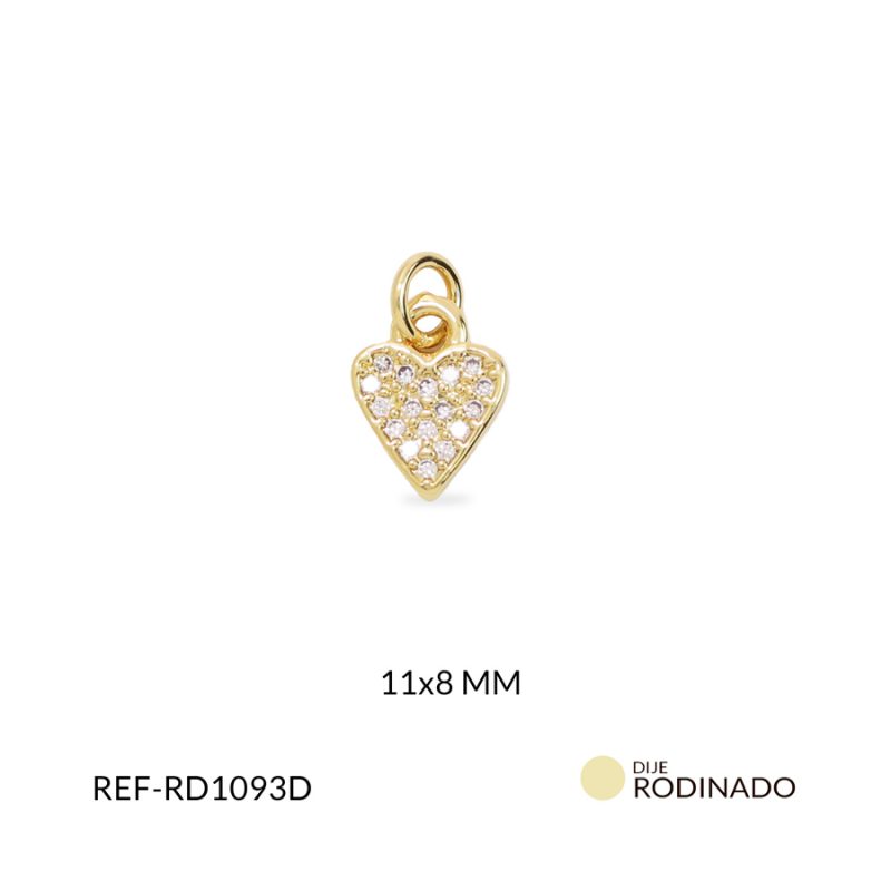 Dije rodinado corazón 11x8mm x und