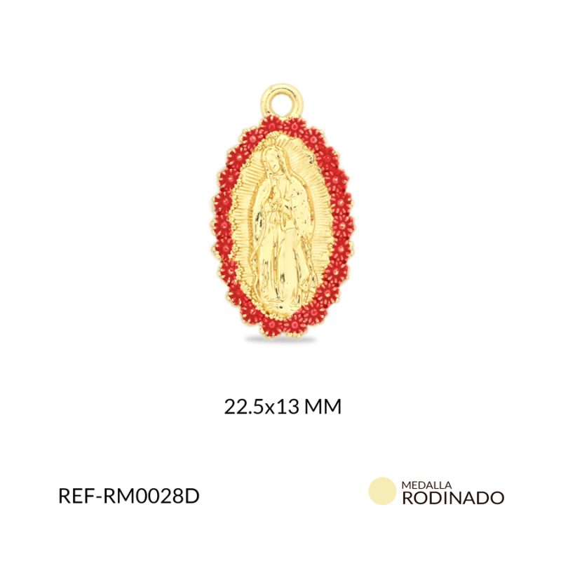 Medalla guadalupe rodinada borde rojo x und