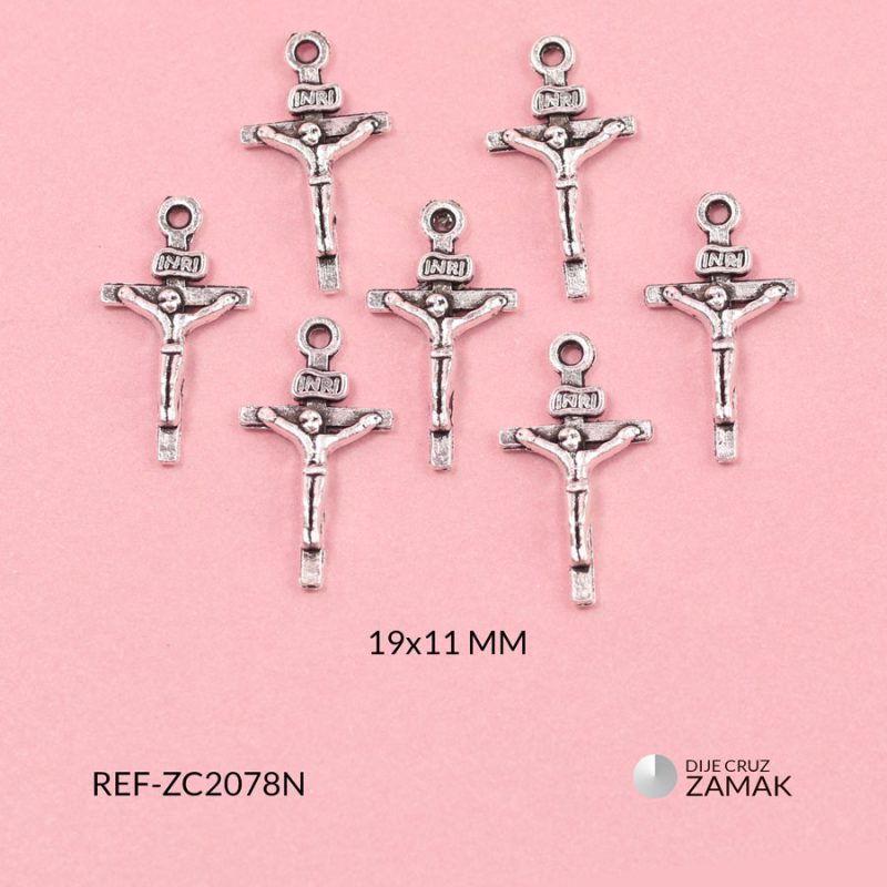 Cruz zamak cristo denario 19x11mm x 12und