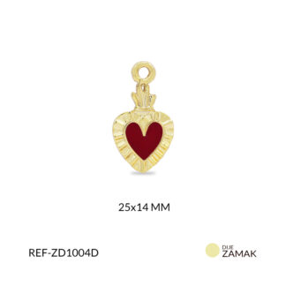 Dije zamak corazon grabado fuego 25x14mm x und
