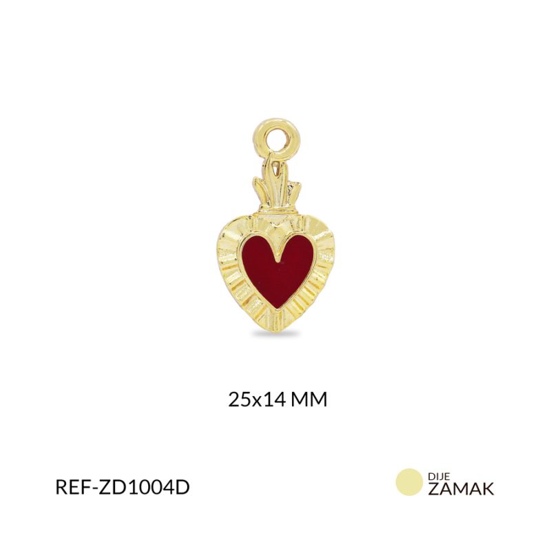 Dije zamak corazon grabado fuego 25x14mm x und