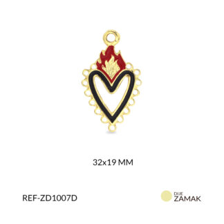 Dije zamak corazon negro fuego 32x19mm x und