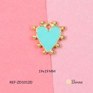 Dije zamak corazon verde aguamarina 19x19mm x und