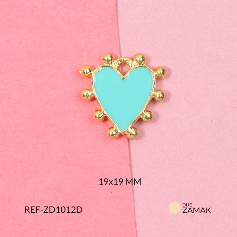 Dije zamak corazon verde aguamarina 19x19mm x und