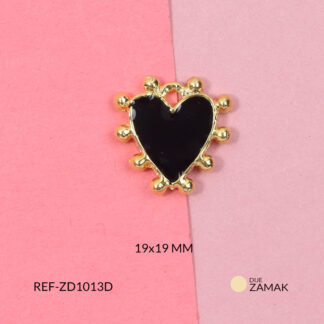 Dije zamak corazon negro puntos 19x19mm x und