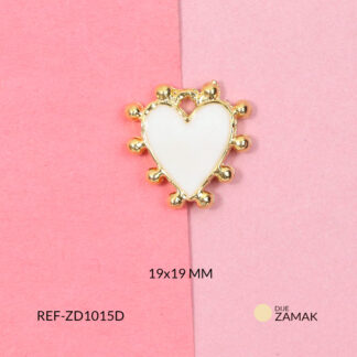Dije zamak corazon blanco puntos 19x19mm x und