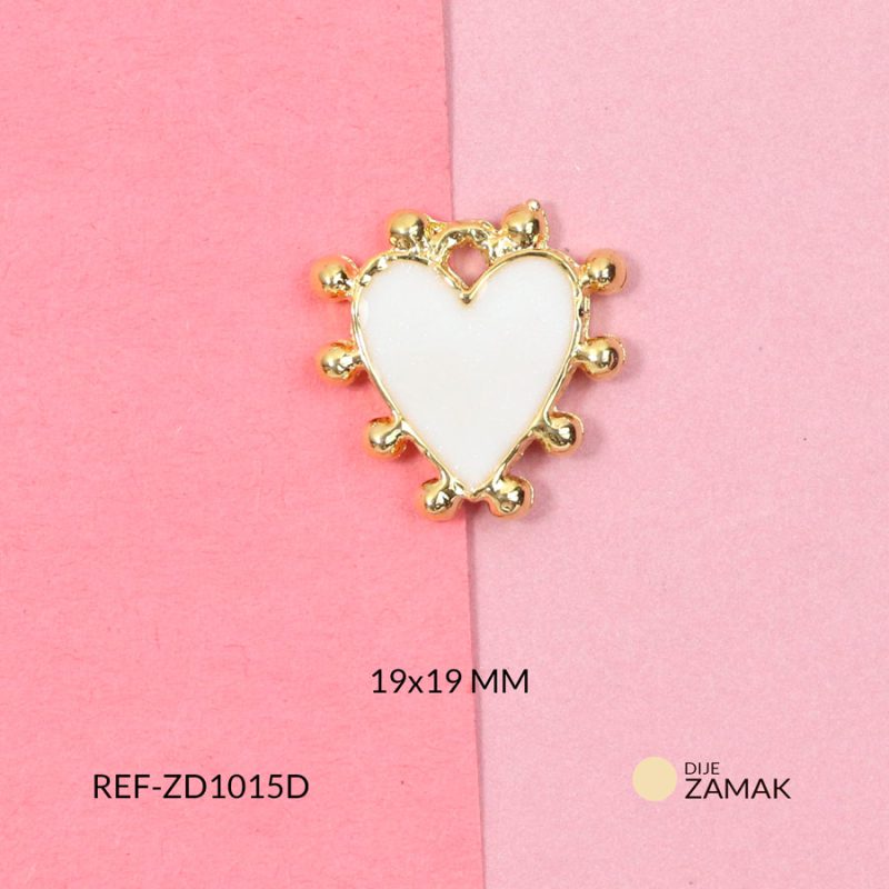 Dije zamak corazon blanco puntos 19x19mm x und