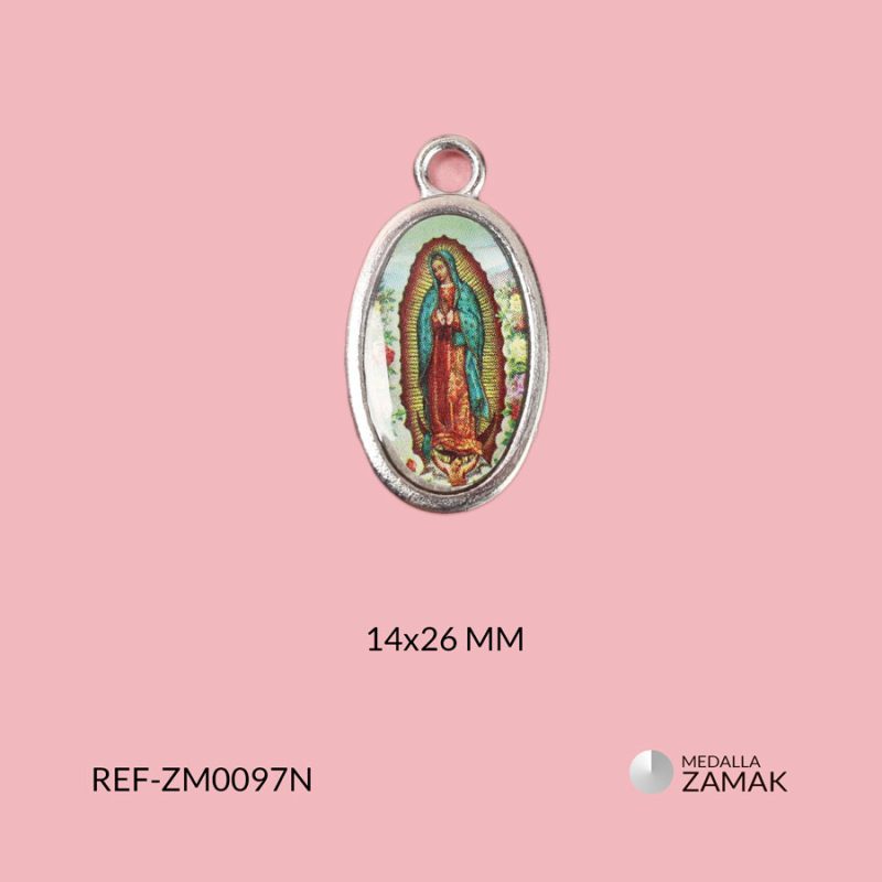 Medalla zamak virgen guadalupe 14x26mm x 3und
