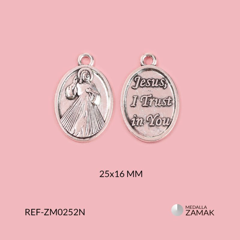 Medalla zamak misericordioso 25x16mm x 12und