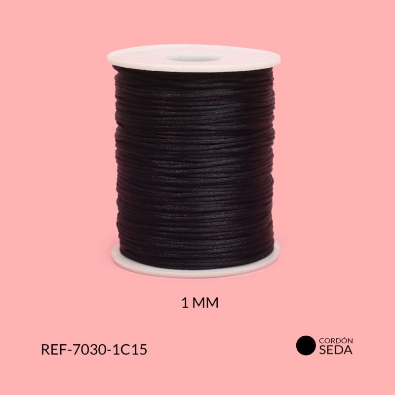 Cordón seda negro 1mm x rollo