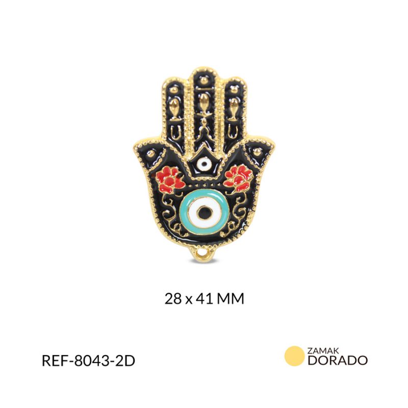 Dije zamak mano de la fortuna resina negra 41x28mm x und