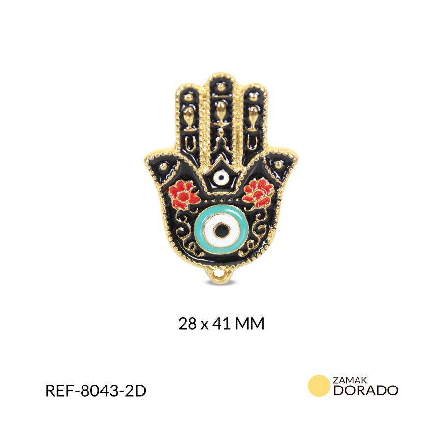 Dije zamak mano de la fortuna resina negra 41x28mm x und