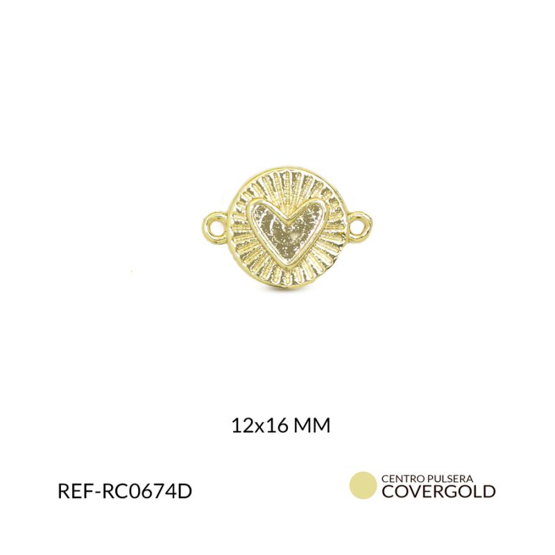 Centro pulsera rodinado corazon 12x16mm x und