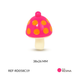 Dije resina hongo fucsia 38x26mm x und